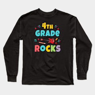 4th Grade Rocks 1st Day Of School Back to School Guitar Long Sleeve T-Shirt